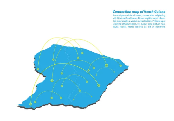 Moderno Francés Guiana Mapa Conexiones Diseño Red Mejor Concepto Internet — Vector de stock