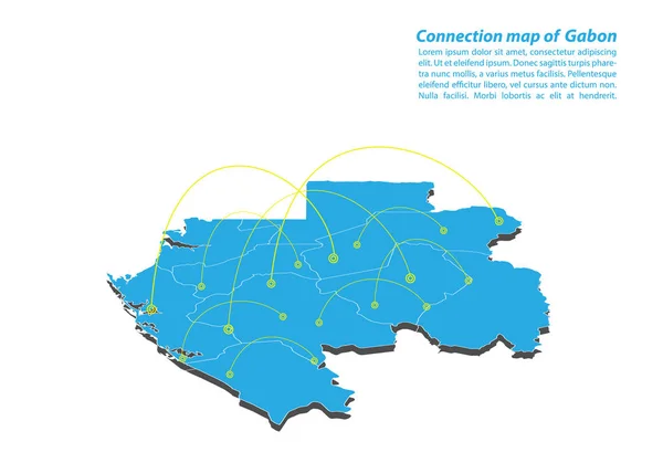 Modern Gabon Karta Anslutningar Nätverk Design Bästa Internet Begreppet Gabon — Stock vektor