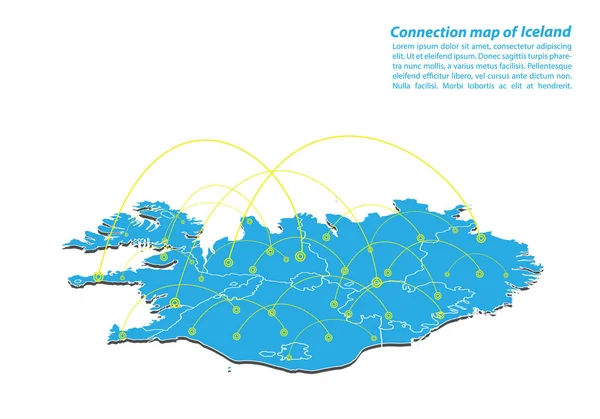 Moderne Iceland Carte Connexions Conception Réseau Best Internet Concept Iceland — Image vectorielle