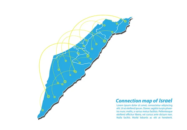 Moderne Israël Carte Connexions Conception Réseau Best Internet Concept Israel — Image vectorielle