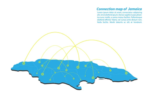 Modern Jamaica Karta Anslutningar Nätverk Design Bästa Internet Begreppet Jamaica — Stock vektor