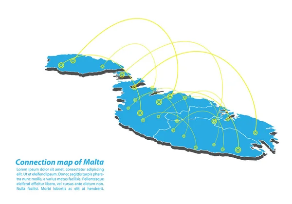 Moderna Malta Karta Anslutningar Nätverk Design Bästa Internet Begreppet Malta — Stock vektor