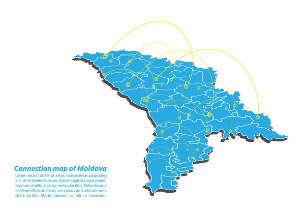 Moderno Moldavia Conexiones Mapas Diseño Red Mejor Concepto Internet Moldavia — Vector de stock