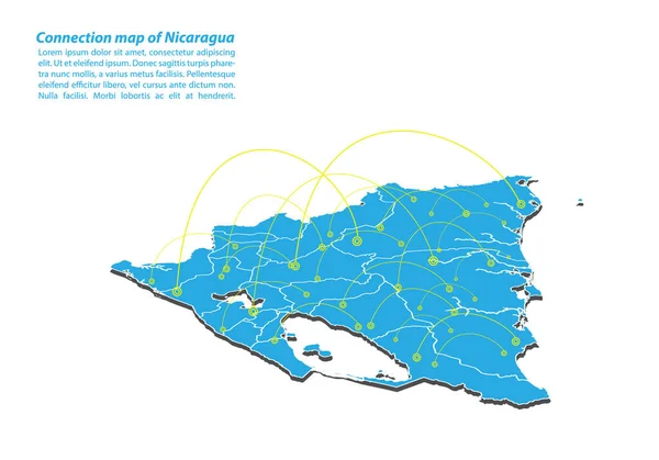 Moderne Nicaragua Carte Connexions Conception Réseau Meilleur Concept Internet Nicaragua — Image vectorielle