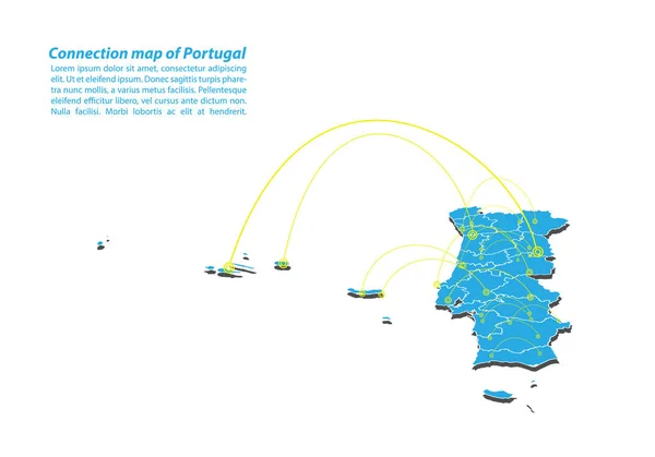 Moderno Portugal Conexiones Mapa Diseño Red Mejor Concepto Internet Portugal — Vector de stock