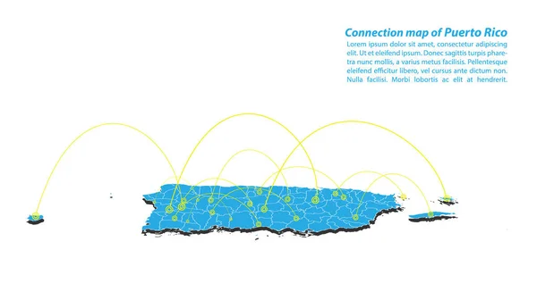 Modern Puerto Rico Map Connections Network Design Mejor Concepto Internet — Vector de stock