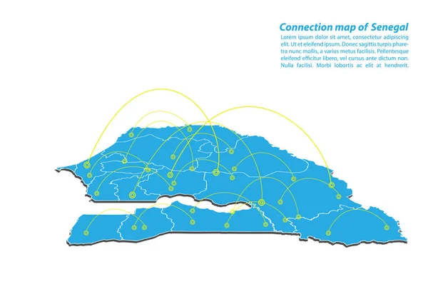 Moderno Senegal Diseño Redes Conexiones Mapas Mejor Concepto Internet Senegal — Vector de stock