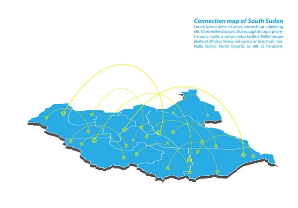 Moderna South Sudan Karta Anslutningar Nätverksdesign Bästa Internet Koncept Södra — Stock vektor