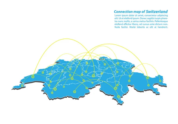 Moderne Switzerland Carte Connexions Conception Réseau Best Internet Concept Switzerland — Image vectorielle