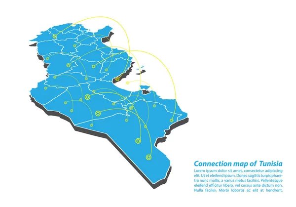 Tunus Modern Harita Bağlantıları Tasarım Tunus Harita Kavramları Serisi Iyi — Stok Vektör
