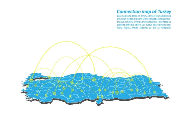 Moderno Diseño Red Conexiones Mapa Pavo Mejor Concepto Internet Negocio — Vector de stock