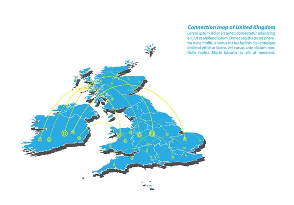 Moderno Reino Unido Mapa Conexões Rede Design Melhor Conceito Internet —  Vetores de Stock