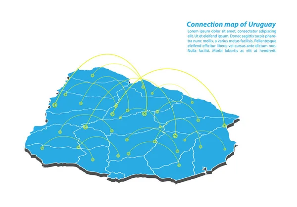 Modern Uruguay Karta Anslutningar Nätverk Design Bästa Internet Begreppet Uruguay — Stock vektor