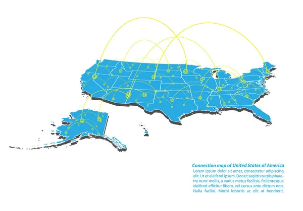 Дизайн Мережі Єднань Modern Usa Map Best Internet Concept Usa — стоковий вектор