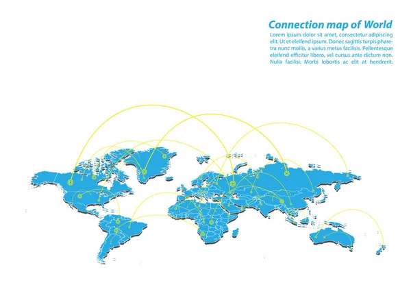Conexiones Modernas World Map Diseño Red Mejor Concepto Internet World — Vector de stock