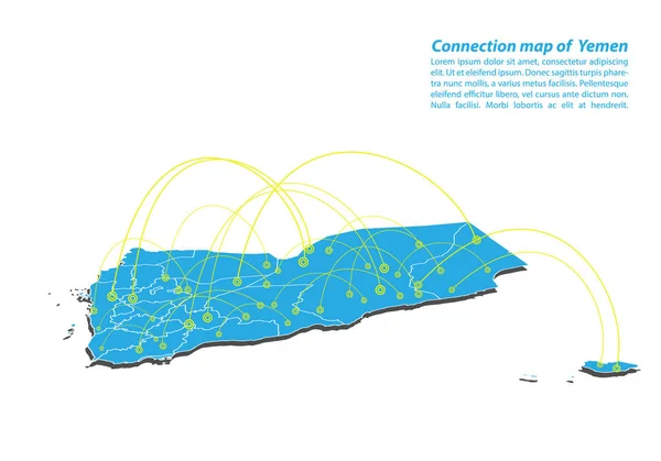 Moderno Yemen Conexiones Mapa Diseño Red Mejor Concepto Internet Yemen — Vector de stock