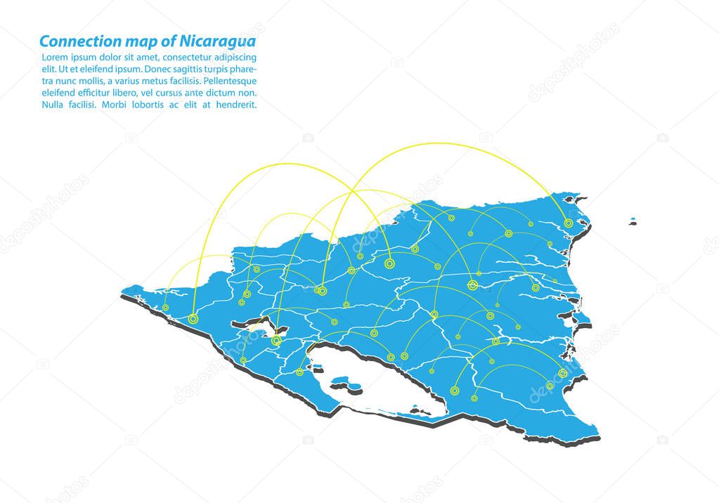 Modern of nicaragua Map connections network design, Best Internet Concept of nicaragua map business from concepts series, map point and line composition. Infographic map. Vector Illustration.