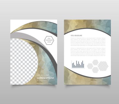 modaya uygun bir geometrik üçgen ve diğer tasarım stili broşür kapak şablonu örnekler iş görsel kimlik, broşür düzeni, el ilanı ve kapak için tasarım şablonu poligonal kağıt uçak grafik ile.