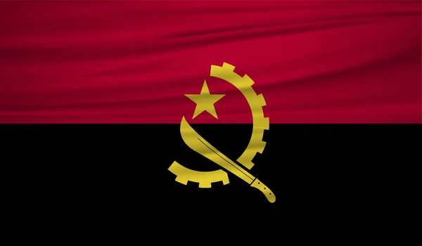 Vektor Vlajka Angoly Vektor Angola Vlajka Blowig Větru Eps — Stockový vektor