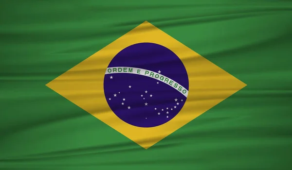 Вектор Флага Бразилии Векторный Бразильский Флаг Развеялся Ветру Eps — стоковый вектор