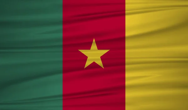 Vektor Vlajka Kamerunu Vektor Vlajka Kamerunu Blowig Větru Eps — Stockový vektor