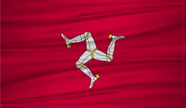 Isle of Man bayrak vektör. Isle of Man blowig Rüzgar vektör bayrağı. EPS 10.
