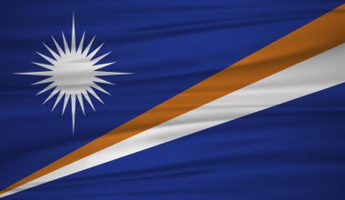 Marshall bayrak vektör. Marshall blowig Rüzgar vektör bayrağı. Marshall Adaları bayrağı arka plan bez dokulu. EPS 10.