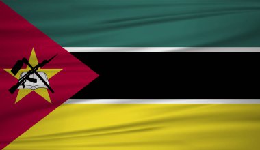 Mozambik bayrak vektör. Mozambik blowig Rüzgar vektör bayrağı. EPS 10.