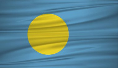 Palau bayrak vektör. Palau blowig Rüzgar vektör bayrağı. EPS 10.