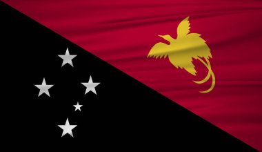 Papua Yeni Gine bayrağı vektör. Papua Yeni Gine blowig Rüzgar vektör bayrağı. EPS 10.