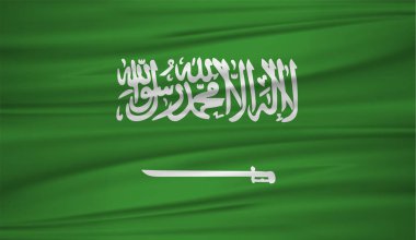 Suudi Arabistan bayrağı vektör. Suudi Arabistan blowig Rüzgar vektör bayrağı. EPS 10.