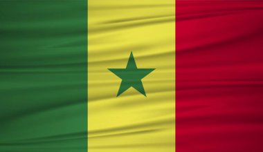 Senegal bayrak vektör. Vektör bayrağı senegal blowig rüzgarda. EPS 10.