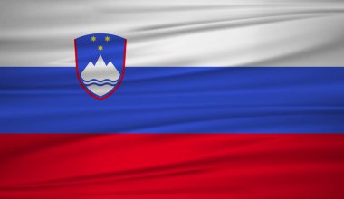 Slovenya bayrağı vektör. Slovenya blowig Rüzgar vektör bayrağı. EPS 10.