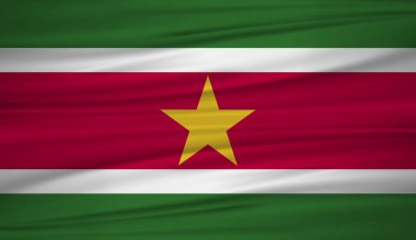Surinam bayrak vektör. Surinam blowig Rüzgar vektör bayrağı. EPS 10.