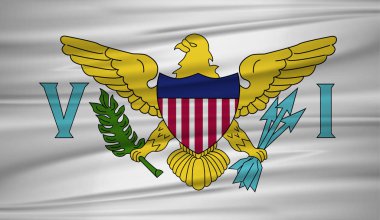 ABD Virgin Adaları bayrağı vektör. ABD Virgin Adaları blowig Rüzgar vektör bayrağı. EPS 10.