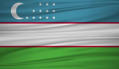 Özbekistan bayrağı vektör. Özbekistan blowig Rüzgar vektör bayrağı. EPS 10.