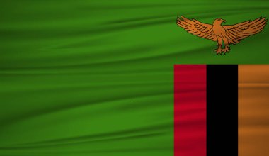 Zambiya bayrağı vektör. Zambiya blowig Rüzgar vektör bayrağı. EPS 10.