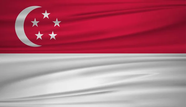 Vektor Vlajka Singapuru Vektor Vlajka Singapuru Blowig Větru Eps — Stockový vektor