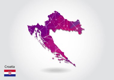 Çokgen Hırvat haritasını yönlendir. Düşük polimerli tasarım. Trian haritası
