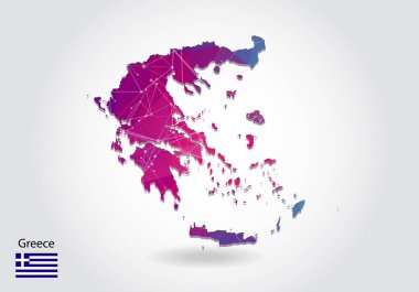 Çokgen Yunan haritasını yönlendir. Düşük polimerli tasarım. Triang haritası