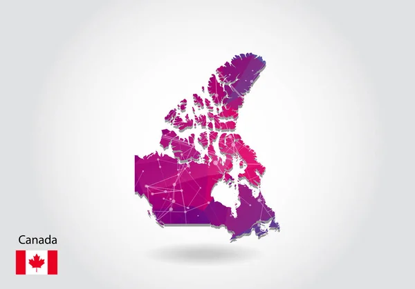 Vektorová polygonální mapa Kanady. Nízký design. mapa z triangu — Stockový vektor