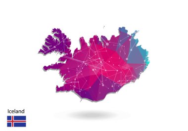 Çokgen buzul haritasını yönlendir. Düşük polimerli tasarım. Trian haritası