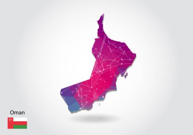 Çokgen Umman haritasını yönlendir. Düşük polimerli tasarım. üçgenden yapılmış harita