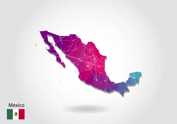 Vector polygonal México mapa. Diseño polivinílico bajo. mapa hecho de triang — Vector de stock