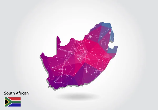 Carte vectorielle polygonale sud-africaine. Conception basse poly. carte faite de — Image vectorielle