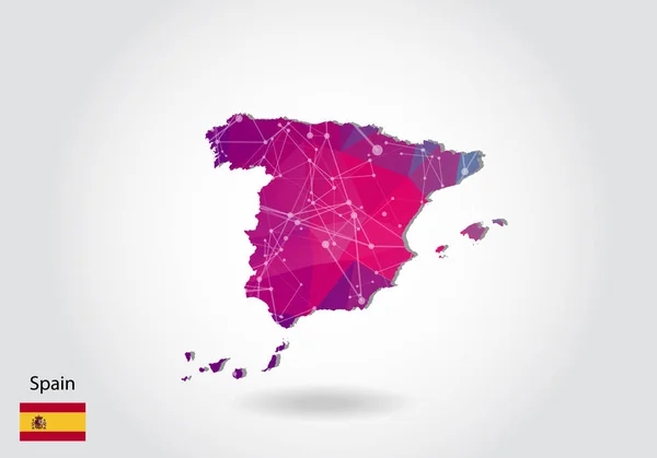 Carte vectorielle polygonale de l'Espagne. Conception basse poly. carte en triangl — Image vectorielle