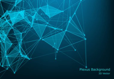 Bağlı çizgiler ve noktalarla soyut çokgen arka plan. Dk