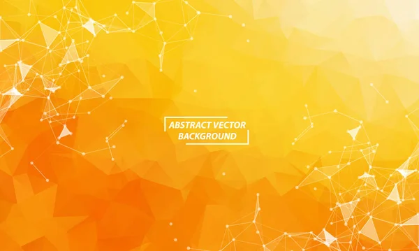 Resumen Naranja geométrica Molécula de fondo poligonal y comunicación — Vector de stock