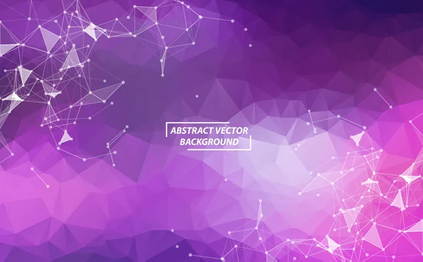 Purple Geométrica Molécula de fondo poligonal y comunicación — Vector de stock