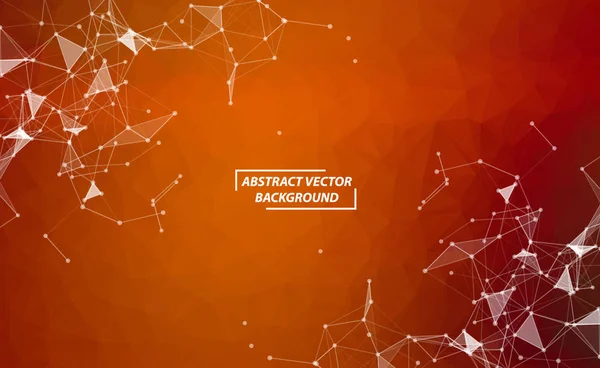抽象橙色几何多边形背景分子和通信 — 图库矢量图片